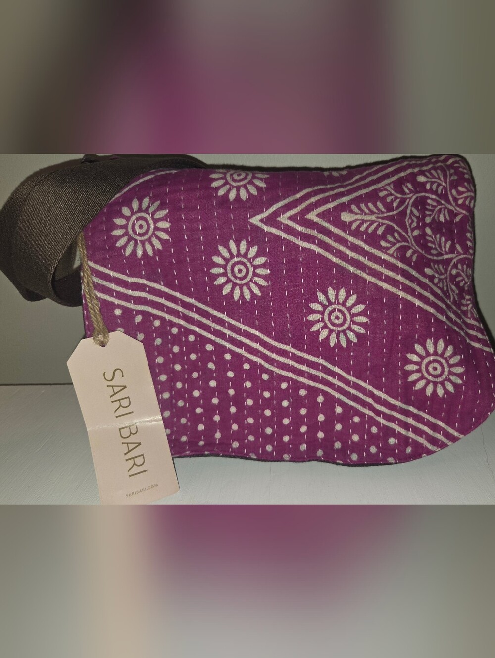 Sari Bari Quilted Boho Crossbody Messenger Bag NWT Handmade Adjustable Strap